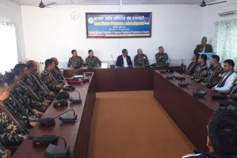 नेपाली सेनाका सैनिक अधिकृतहरुलाई बुटवल उद्योग बाणिज्य संघमा स्वागत