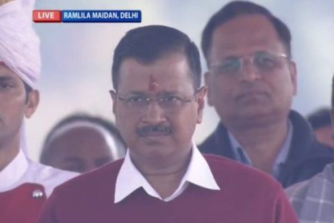 अरविन्द केजरीवाल तेस्राे पटक दिल्लीका मुख्यमन्त्री बने