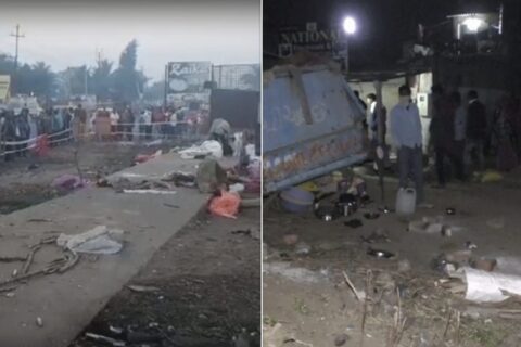 फुटपाथमा सुतेका मजदुरमाथि ट्रक कुद्दा १५ जनाको मृत्यु