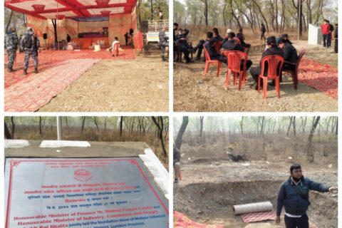सुरक्षा पहरामा करिडोरको शिलान्यास गरिदै :स्थानियको विरोध कायमै