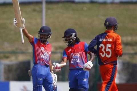 नेपालद्वारा नेदरल्याण्ड्सलाई २०७ रनको लक्ष्य, नेपालको दोश्रो उच्च योगफल