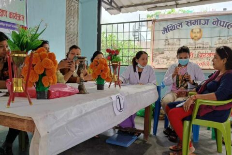 मैथिली सेवा समाजकाे निशुल्क स्वास्थ्य शिविर सम्पन्न: १५४ बढीकाे स्वास्थ्य परिक्षण
