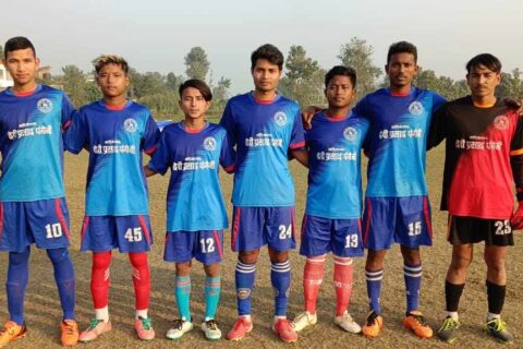 दोस्रो सेभेन ए साइड नकआउट फुटबलमा मंगलबार झरना स्पोर्टस र राधाकृष्ण एफसि विजयी