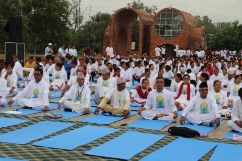 लुम्बिनीमा मनाइयो अन्तर्राष्ट्रिय योग दिवस