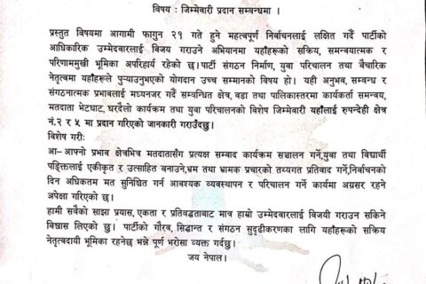 काँग्रेस उम्मेदवारको पक्षमा माहौल बनाउन नेविसंघका पूर्वसभापतिहरुलाई जिम्मेवारी