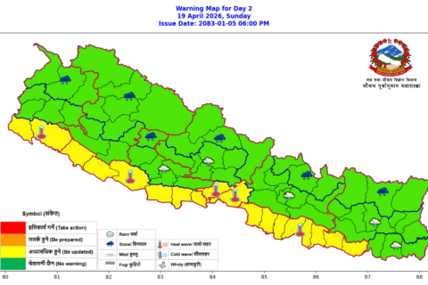 पहाडी थोरै ठाउँमा मेघगर्जन र चट्याङसहित हल्का वर्षाको सम्भावना :तराईमा बादल
