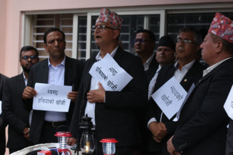 दिउँसै लालटिन बालेर आन्दोलनमा उत्रिए वकिल (तस्बिरहरू)