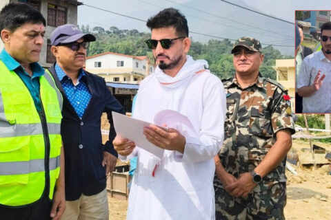 सडक अनुगमनमा हिँडेका भौतिक पूर्वाधारमन्त्रीको आदेश- ठेकेदारले काम नगरे खुट्टा भाँच्दिनू